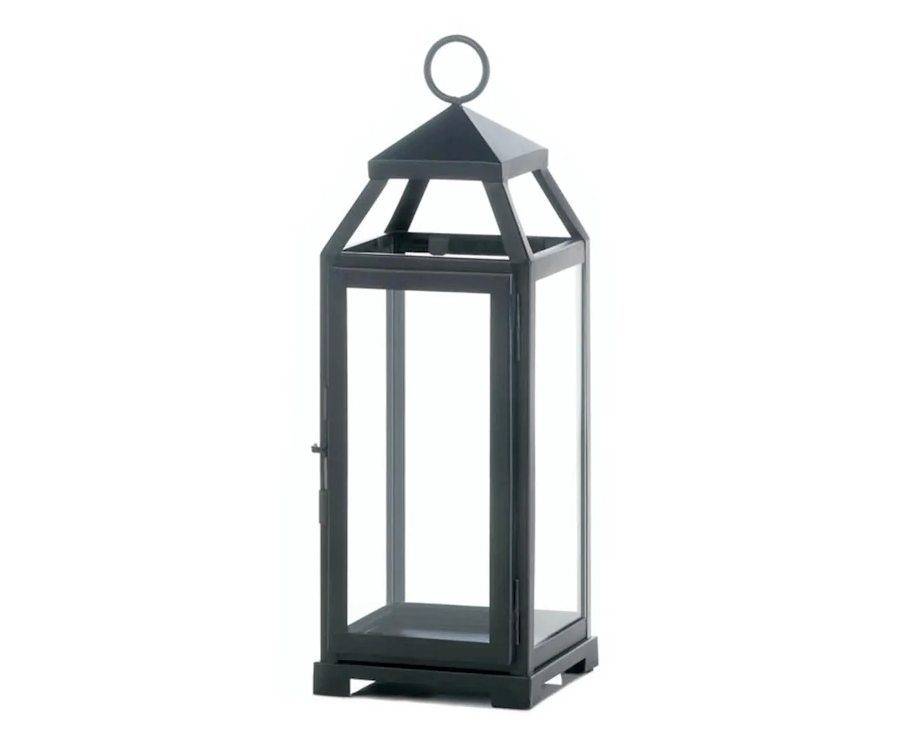 Large matte black metal candle lantern