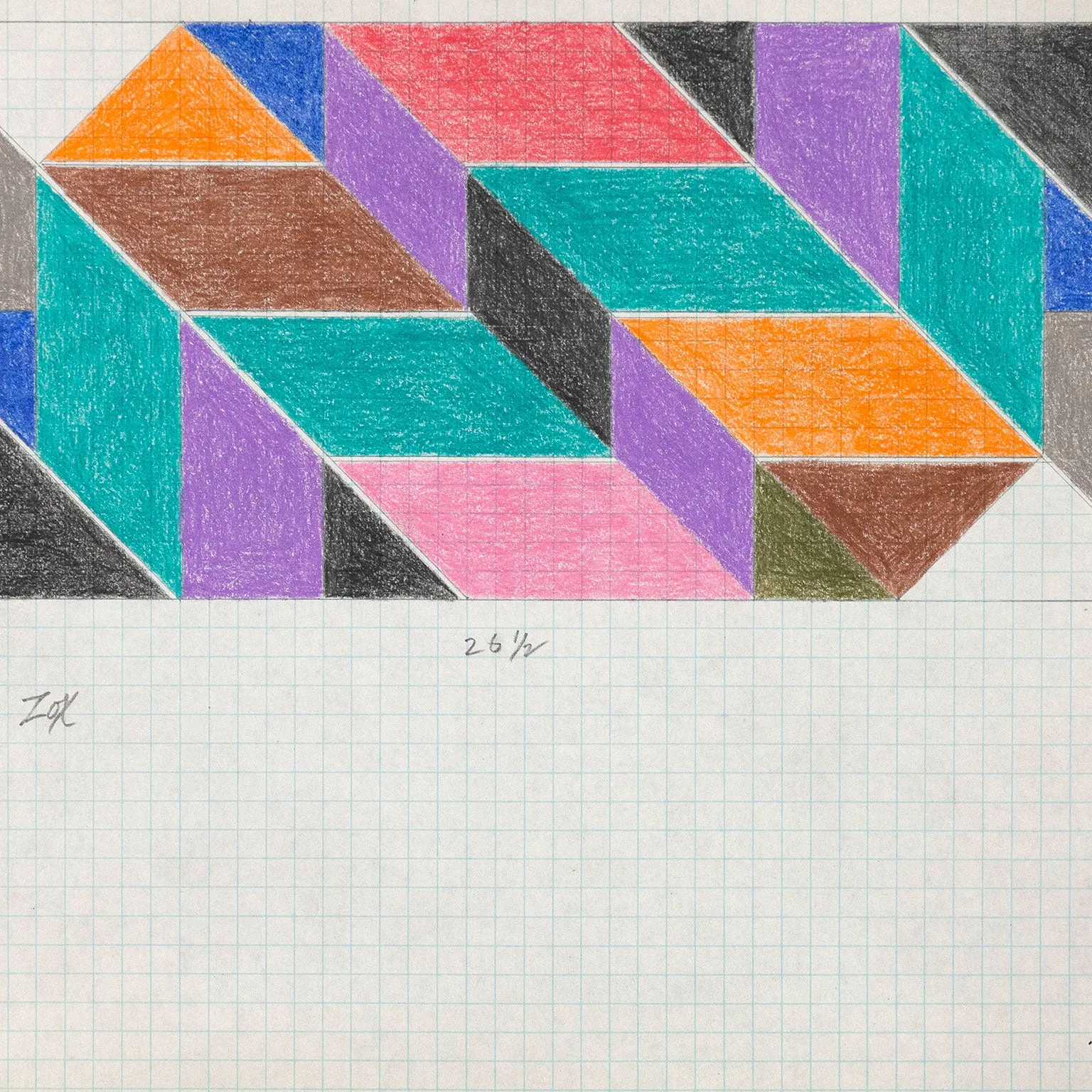 LARRY ZOX "MOSAIC" DRAWING, 1966