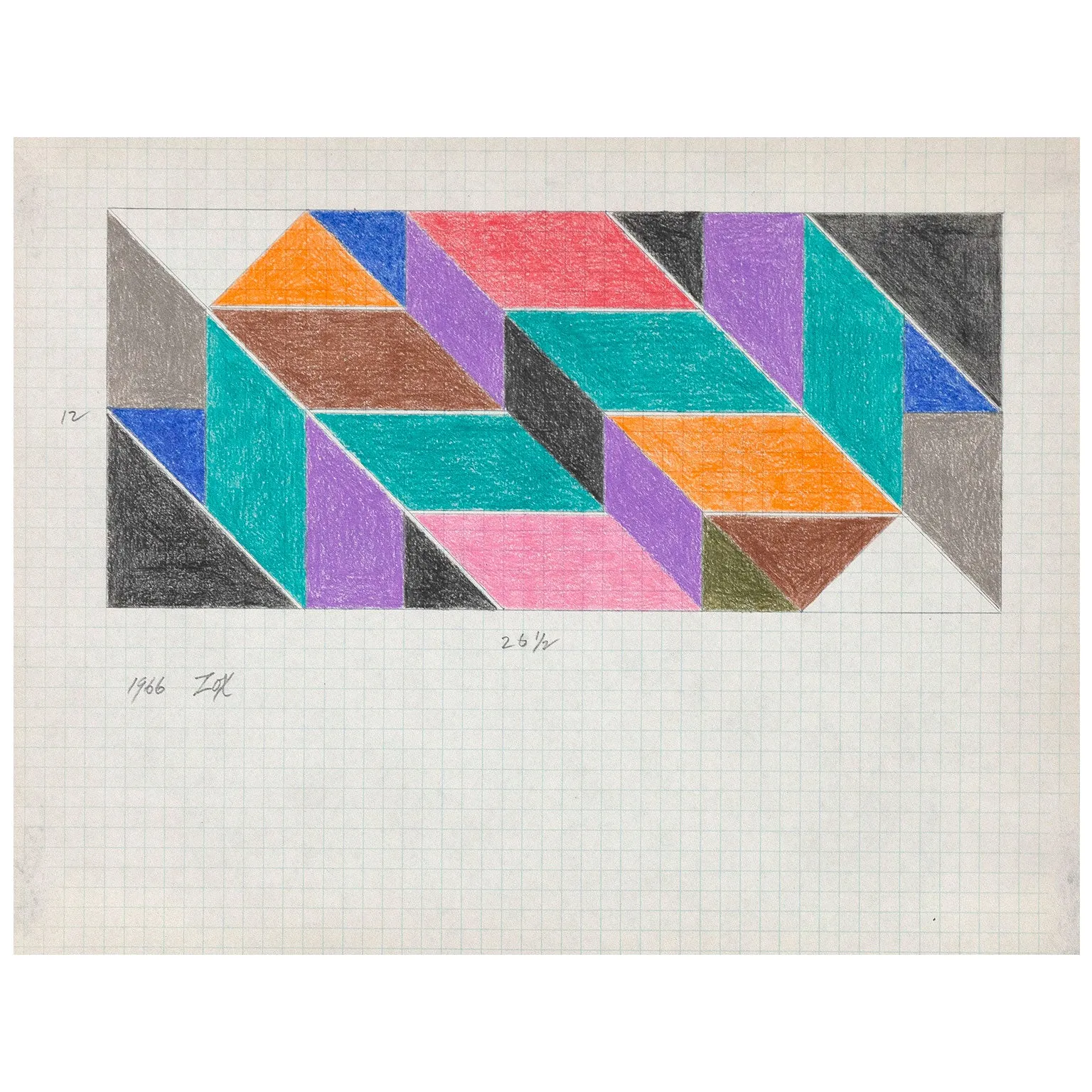 LARRY ZOX "MOSAIC" DRAWING, 1966
