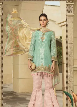 Lawn Suit with Embriodery in Turquoise Color #J6109