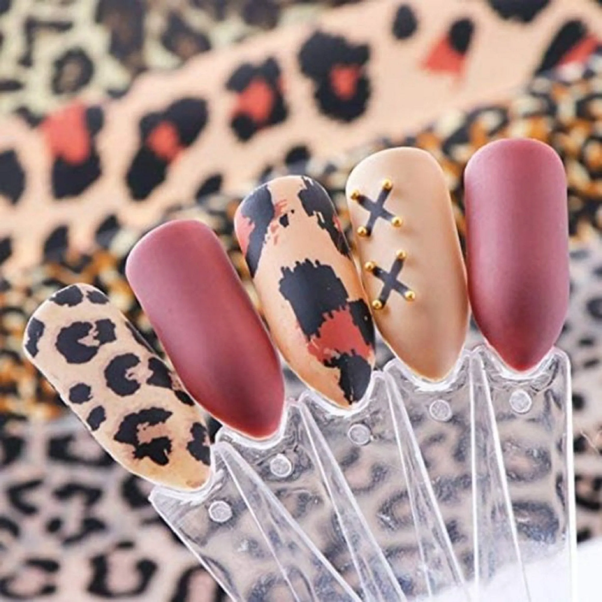 Leopard Print | Gold | Silver | Cheetah Print | Flowers | Nail Foil Transfers | DIY Nail Art Supplies | 50 Sheets | Nail Art Decal
