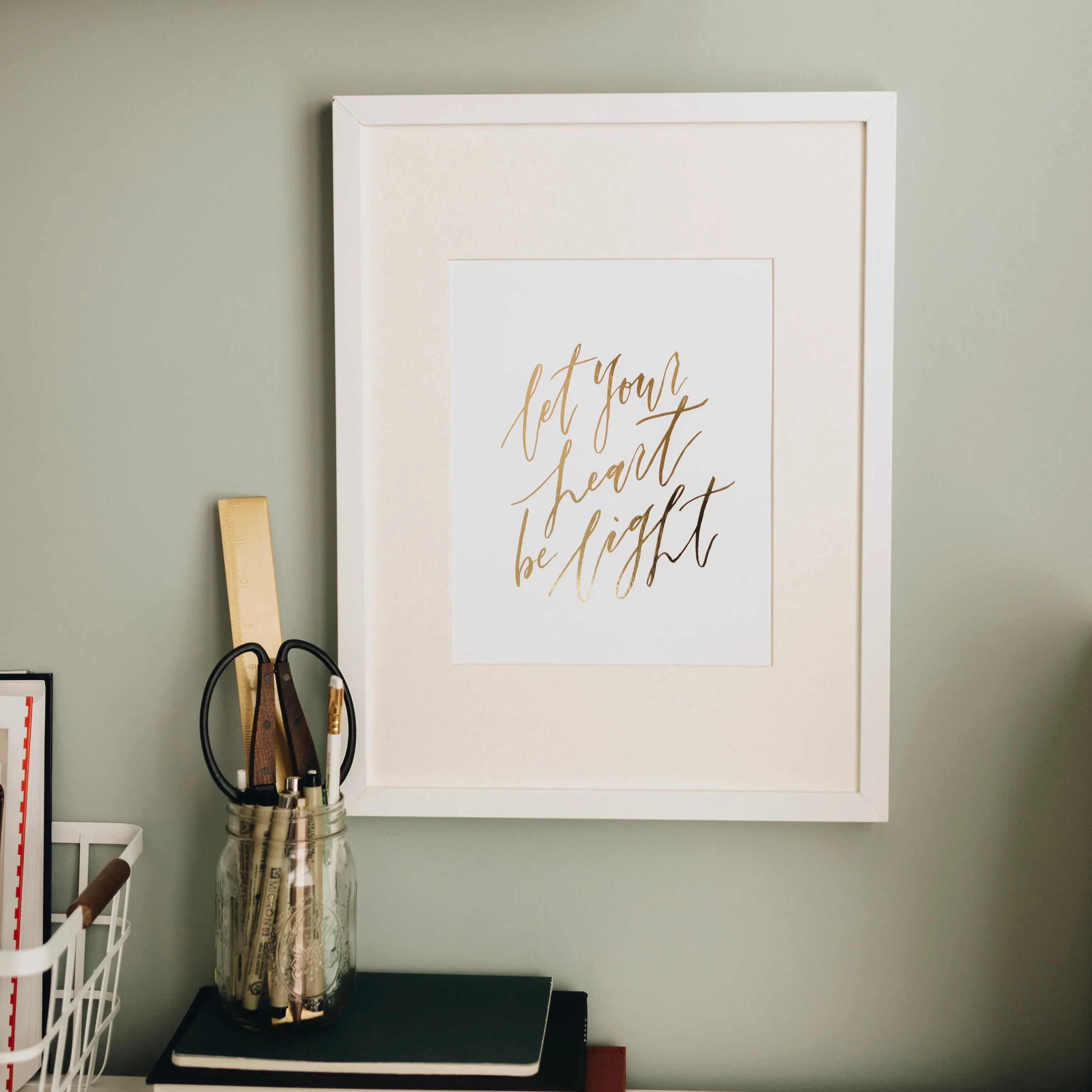 Let Your Heart Be Light Gold Foil Art in 8x10