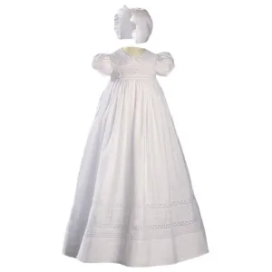 little things mean a lot girls 33" cotton gown with embroidery and pintucking