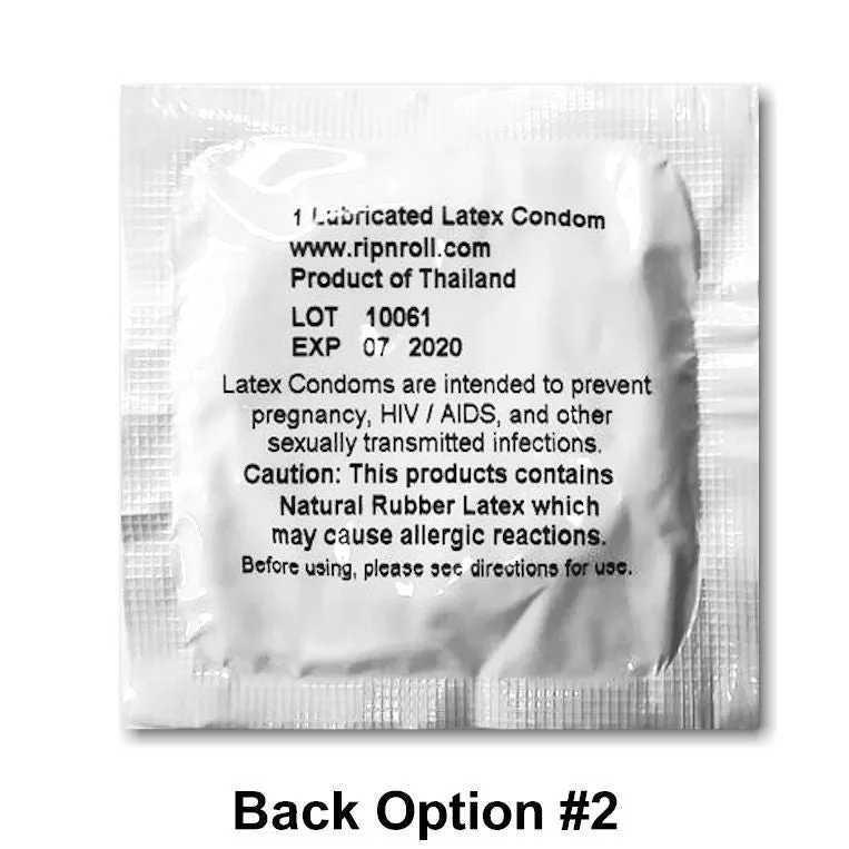 Logo Condoms, printed with a clear label.