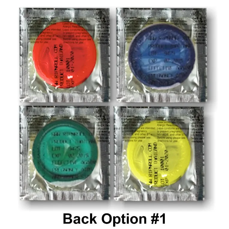 Logo Condoms, printed with a clear label.