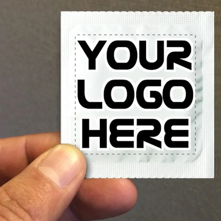 Logo Condoms, printed with a clear label.