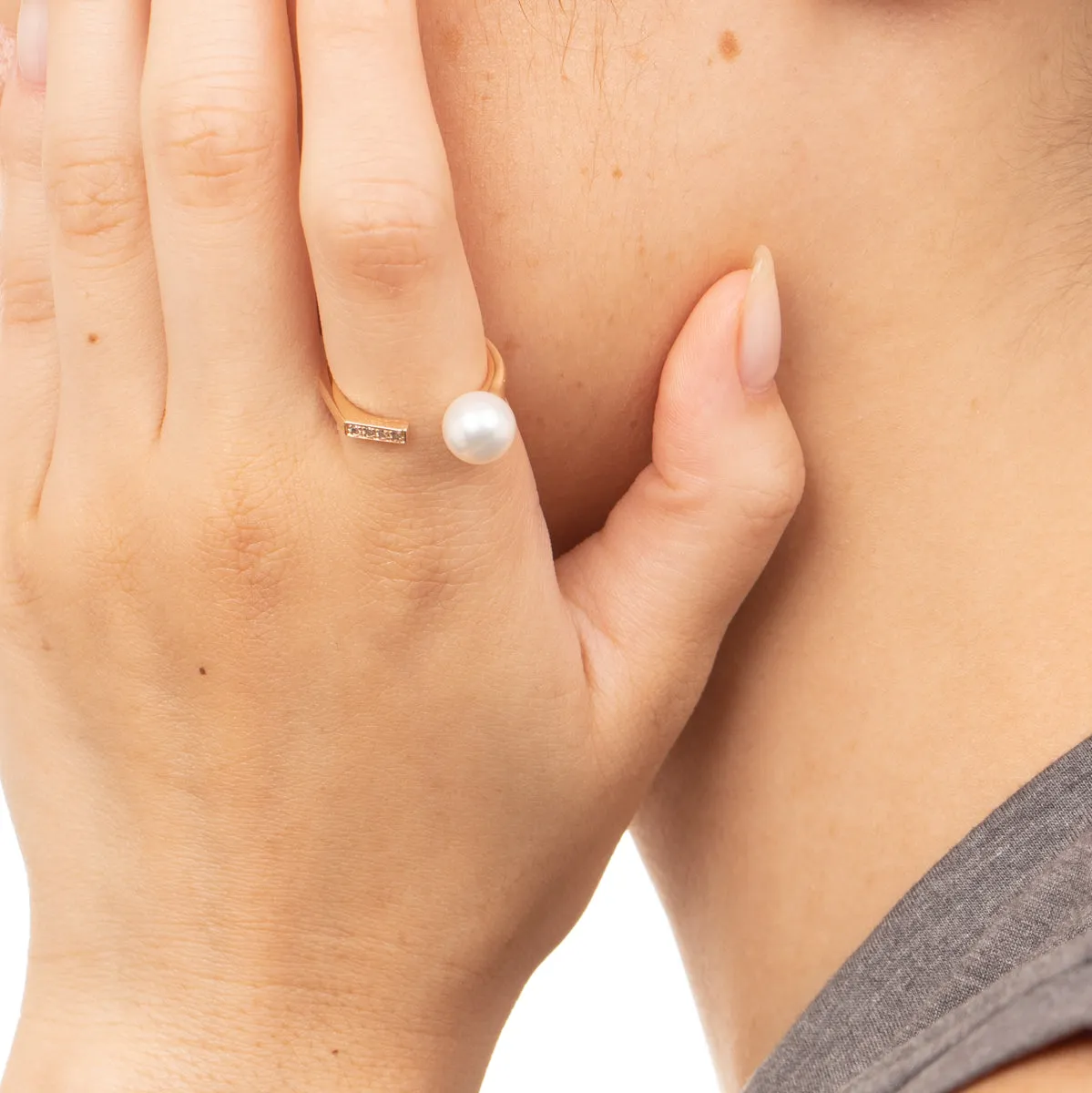 MANHATTAN Pearl Diamond Cuff Ring