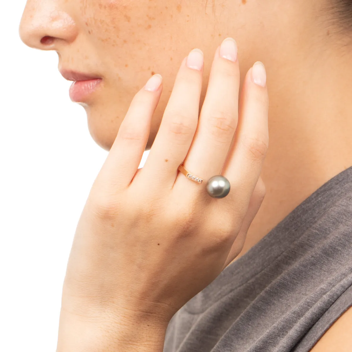 MANHATTAN Tahiti Pearl Diamond Cuff Ring