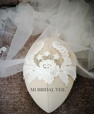 Mantilla Lace Veil, Vintage Style Cap Veil, Boho Lace Veil in Chapel Length, Mi Bridal
