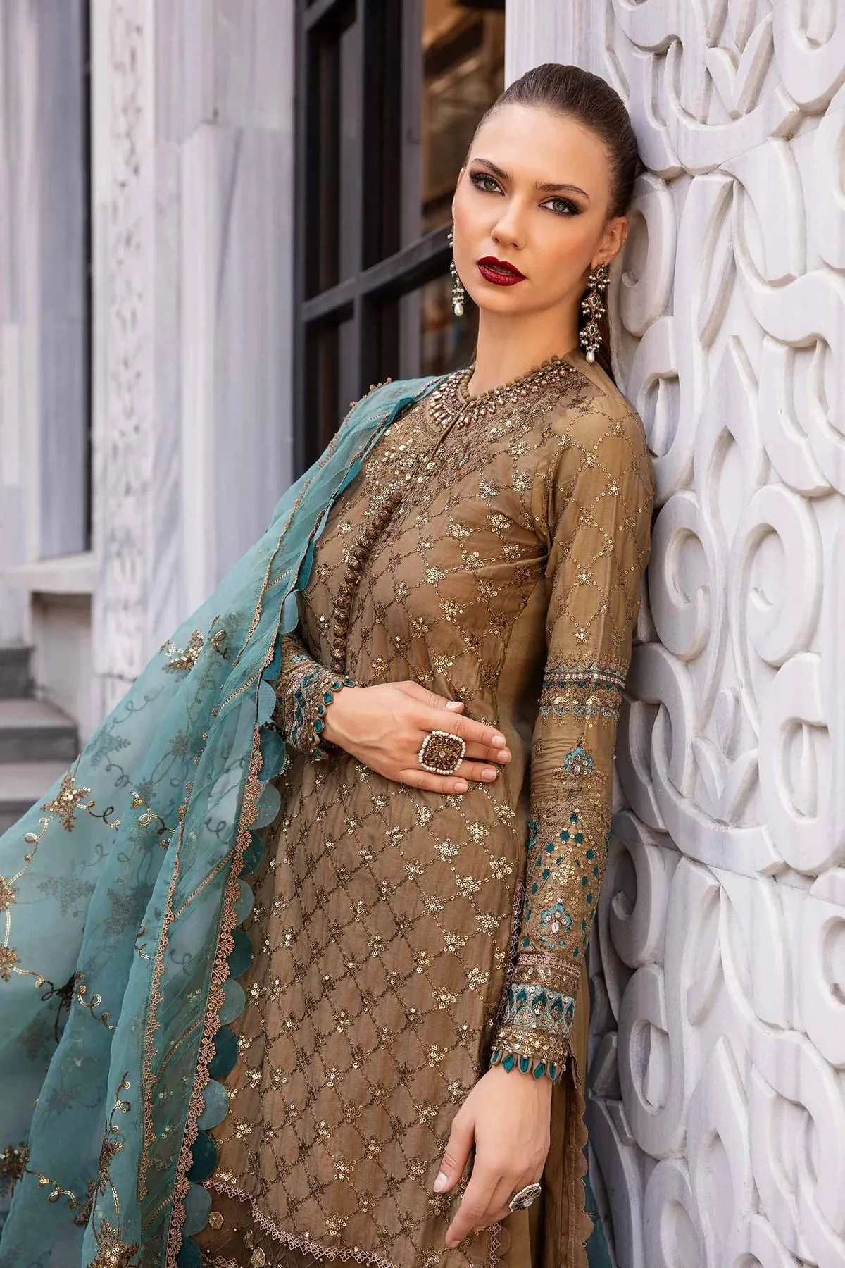 Maria.B Unstitched Embroidered 3 Pieces Cotton Satin Suit CST-808