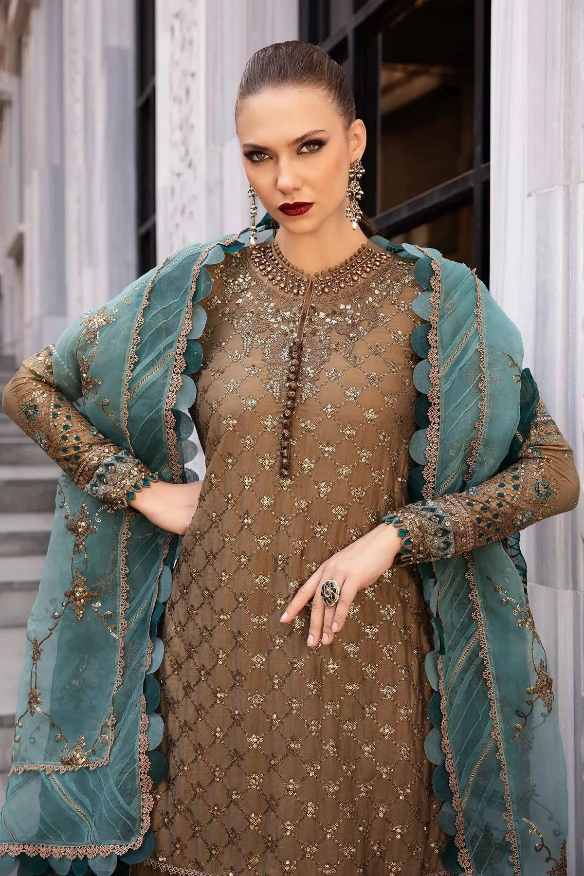 Maria.B Unstitched Embroidered 3 Pieces Cotton Satin Suit CST-808