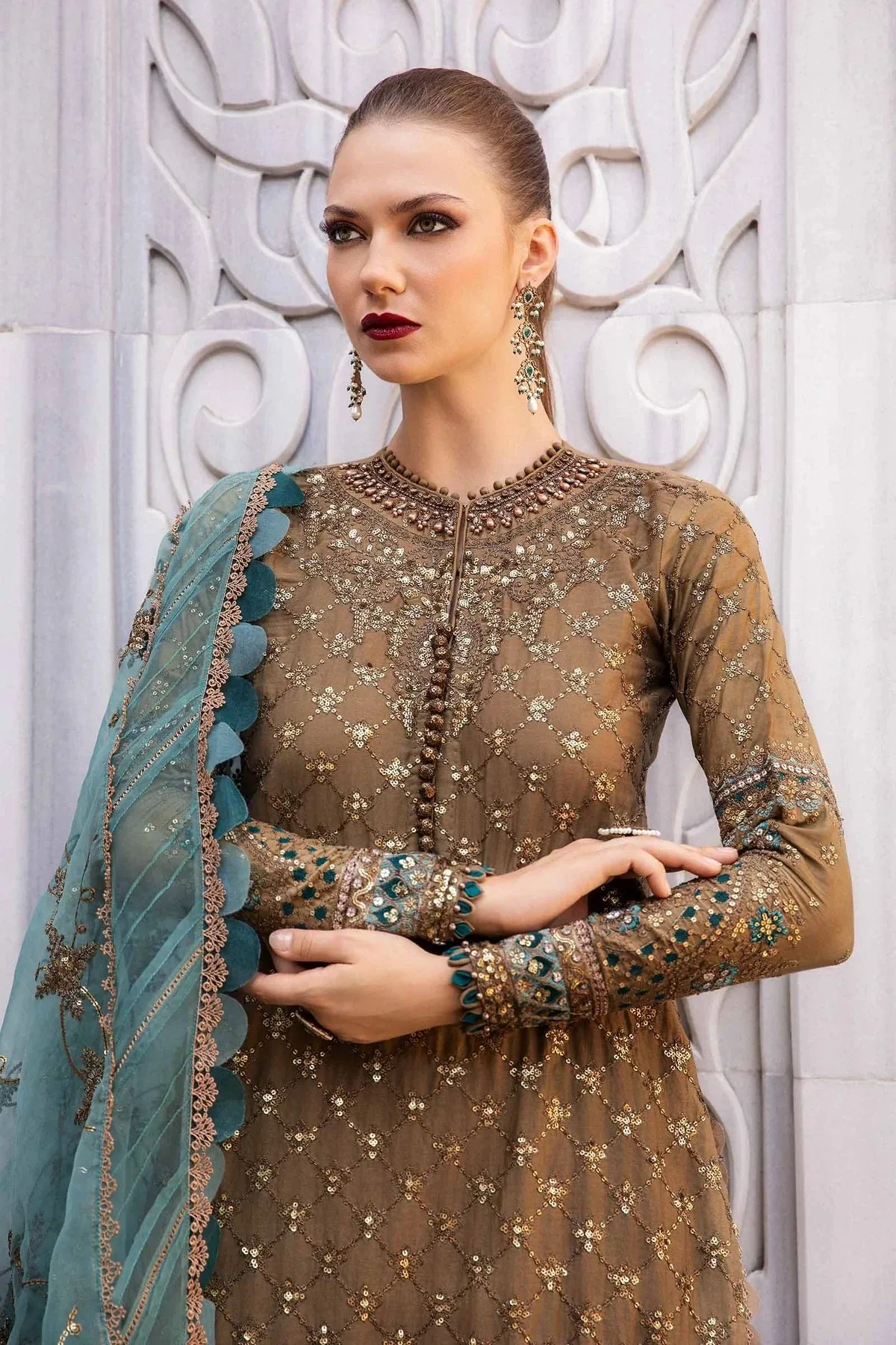 Maria.B Unstitched Embroidered 3 Pieces Cotton Satin Suit CST-808