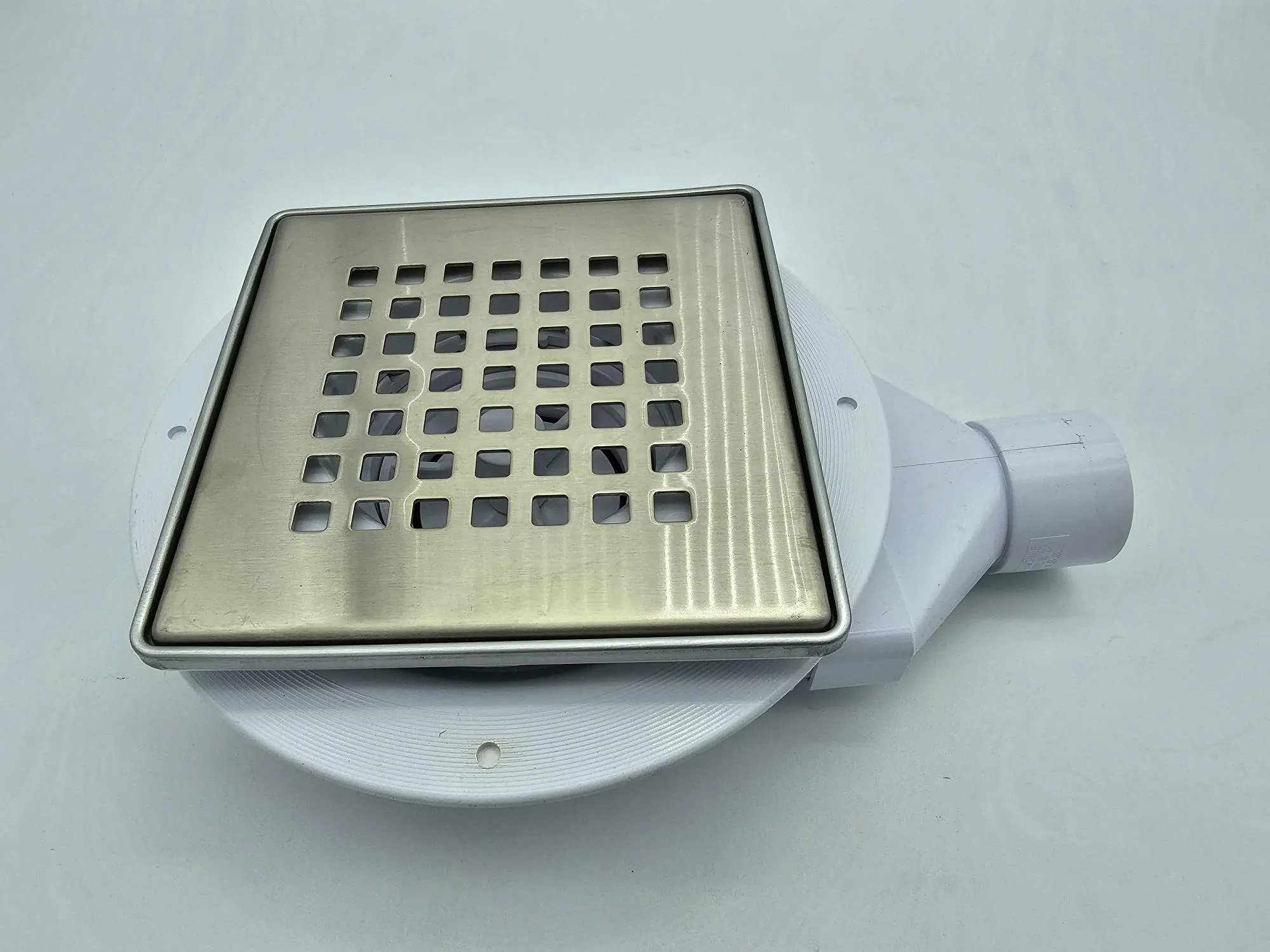 McAlpine Slimline Floor Gully With Non-Return Valve 2 Piece Stainless Steel Chequered 150Mm Tile