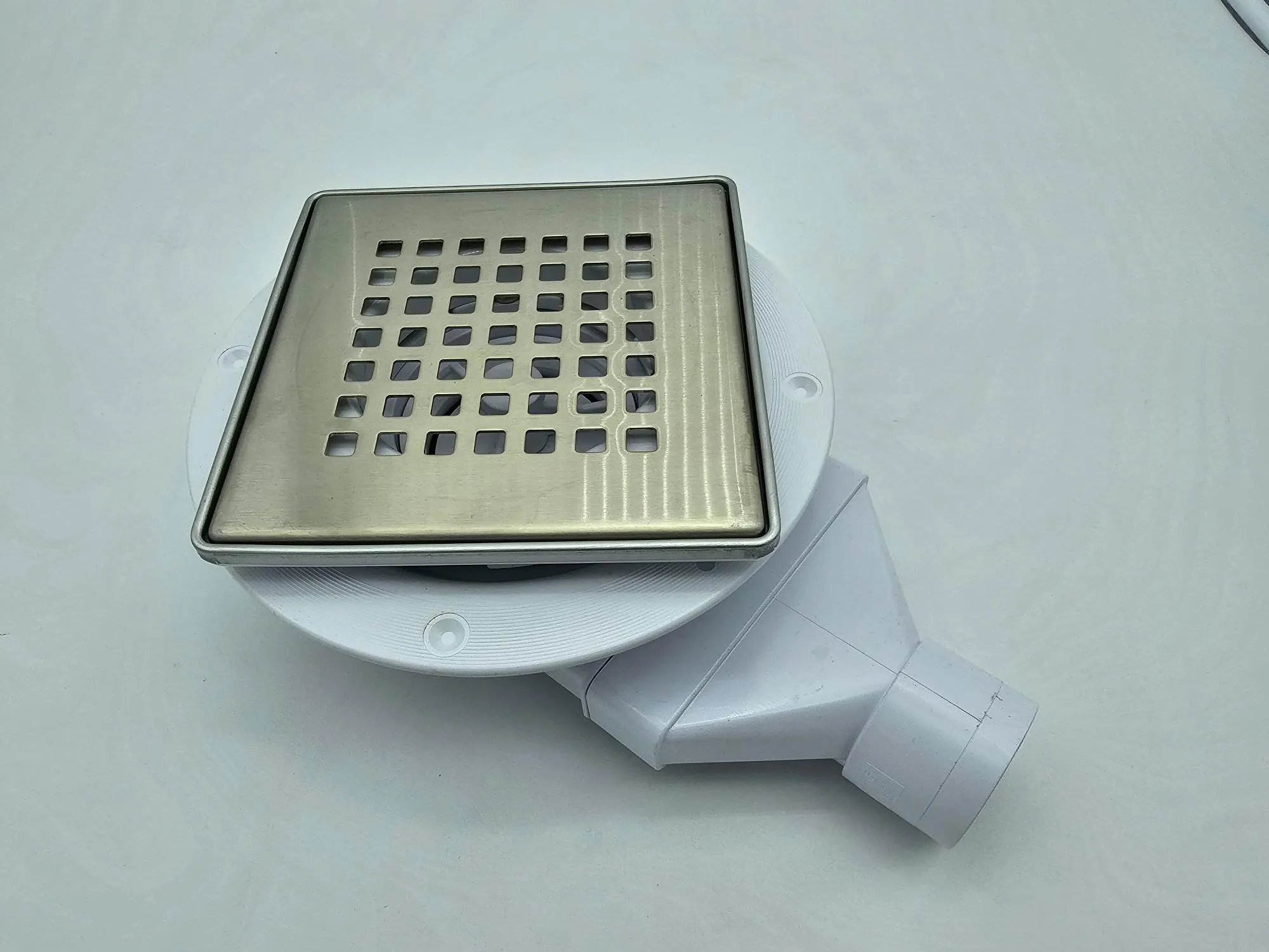McAlpine Slimline Floor Gully With Non-Return Valve 2 Piece Stainless Steel Chequered 150Mm Tile