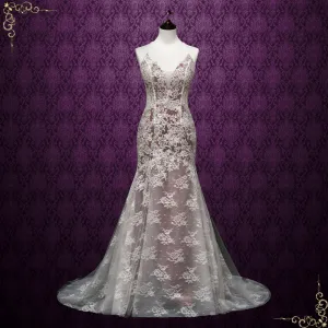 Mermaid Lace Wedding Dress with Burgundy Lining OAKWOOD