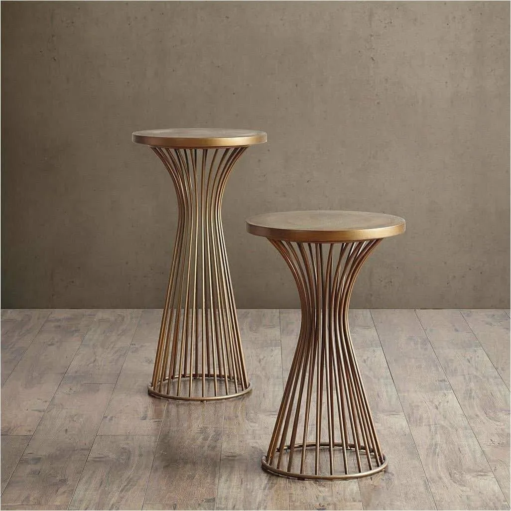 Midcentury Accent 30" Pedestal Table in Gold