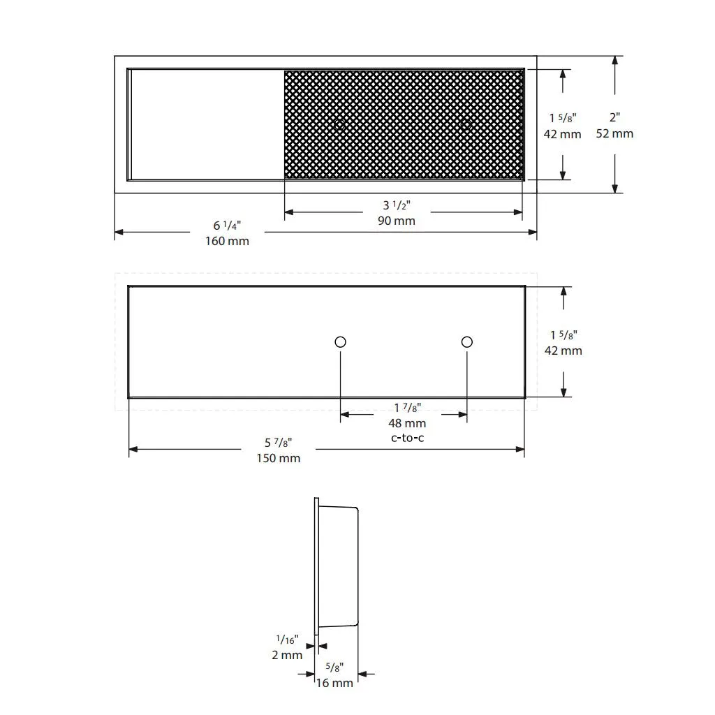 Modo Rectangular Mixed Cabinet Recessed Pull - Cabinet Mount - 7" Zinc/Gun Metal/Satin Brass