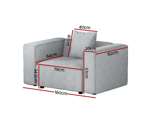 Modular Sofa Chaise Set 1-Seater Grey