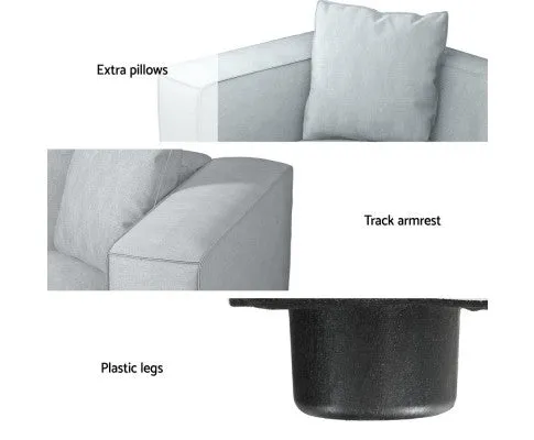 Modular Sofa Chaise Set 1-Seater Grey