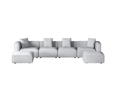 Modular Sofa Chaise Set 6-Seater Grey