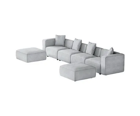 Modular Sofa Chaise Set 6-Seater Grey