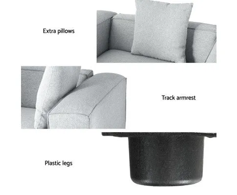 Modular Sofa Chaise Set 6-Seater Grey