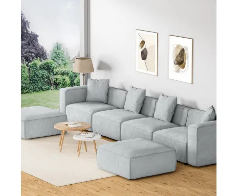 Modular Sofa Chaise Set 6-Seater Grey