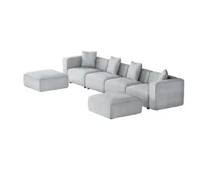 Modular Sofa Chaise Set 6-Seater Grey