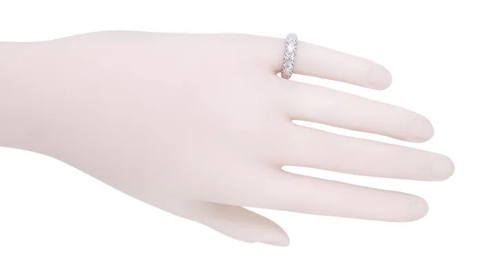 Monroe Filigree Vintage Art Deco Diamond Wedding Band in Platinum - Size 4 1/2