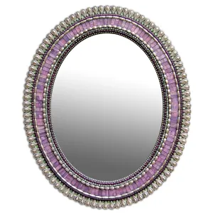Mosaic Oval Mirror in Purple Drop by Angie Heinrich, Zetamari Mosaic Artworks