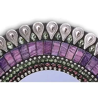 Mosaic Oval Mirror in Purple Drop by Angie Heinrich, Zetamari Mosaic Artworks