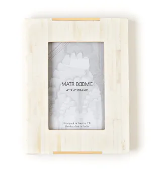 Mukhendu 4x6 Picture Frame -  Carved Bone, Brass Accent
