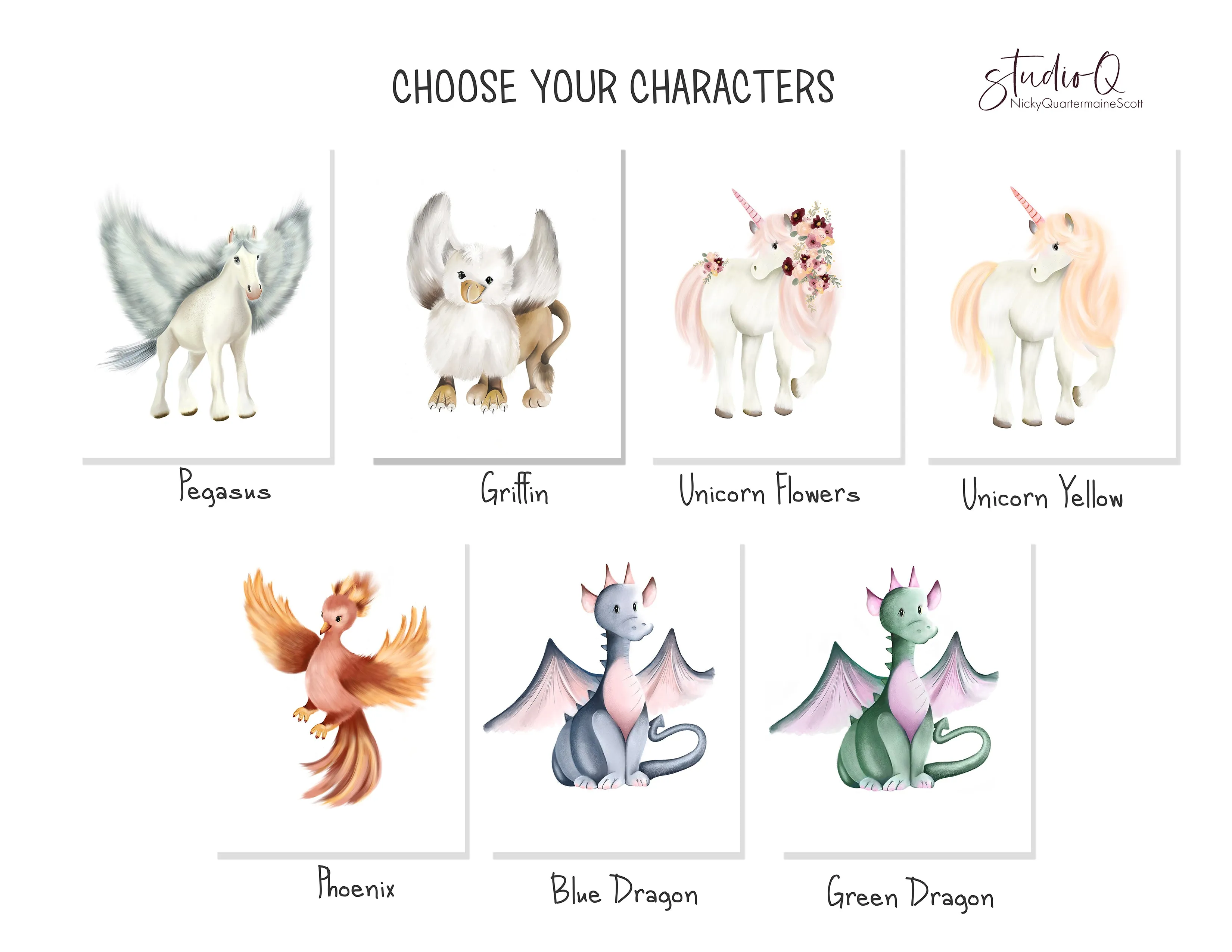 Mythical Baby Animal Prints -  Set of 3