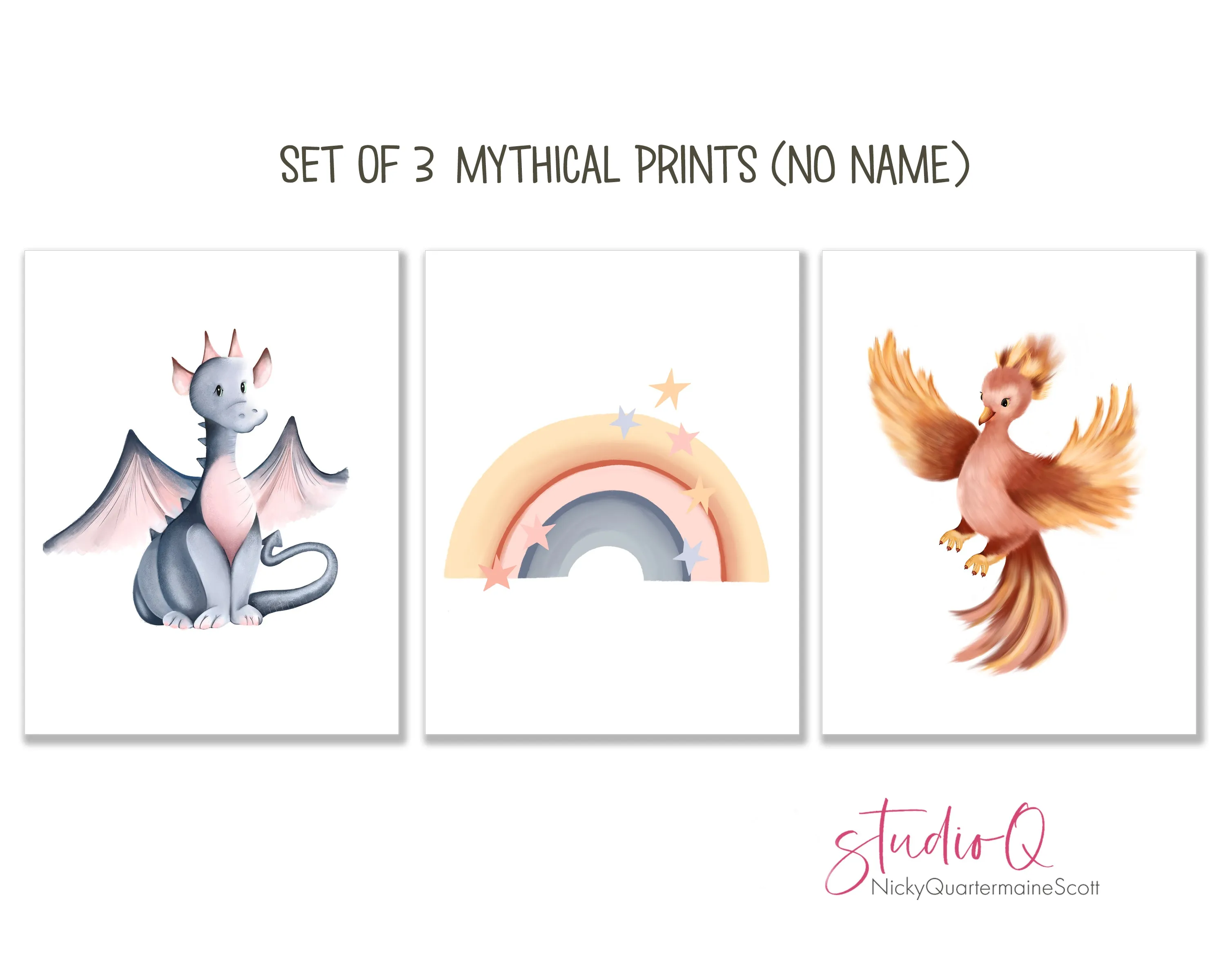 Mythical Baby Animal Prints -  Set of 3