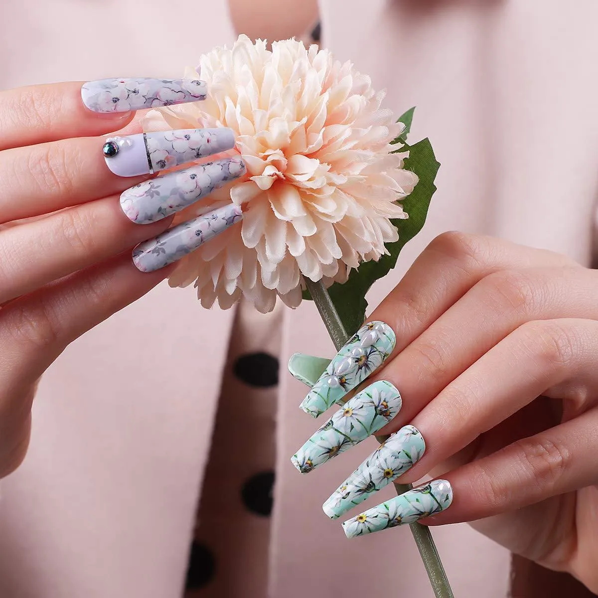 Nail Art Foil Glue with FLOWER FOIL Stickers Set