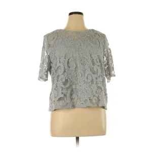 Nanette Lepore 3/4 Sleeve Gray Lace Blouse