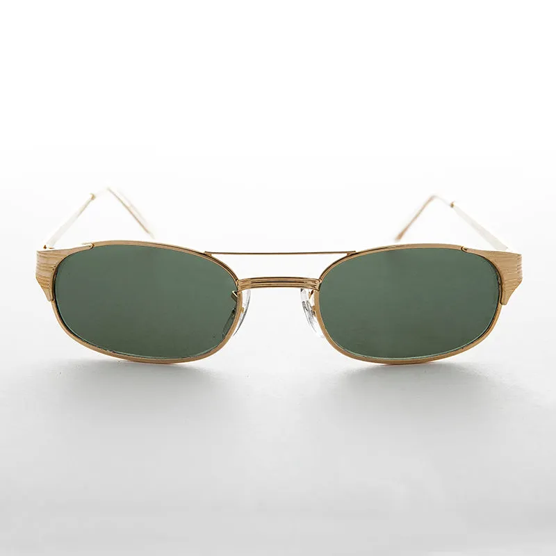 Narrow Rectangular Aviator Frame with Glass Lens - Poncho