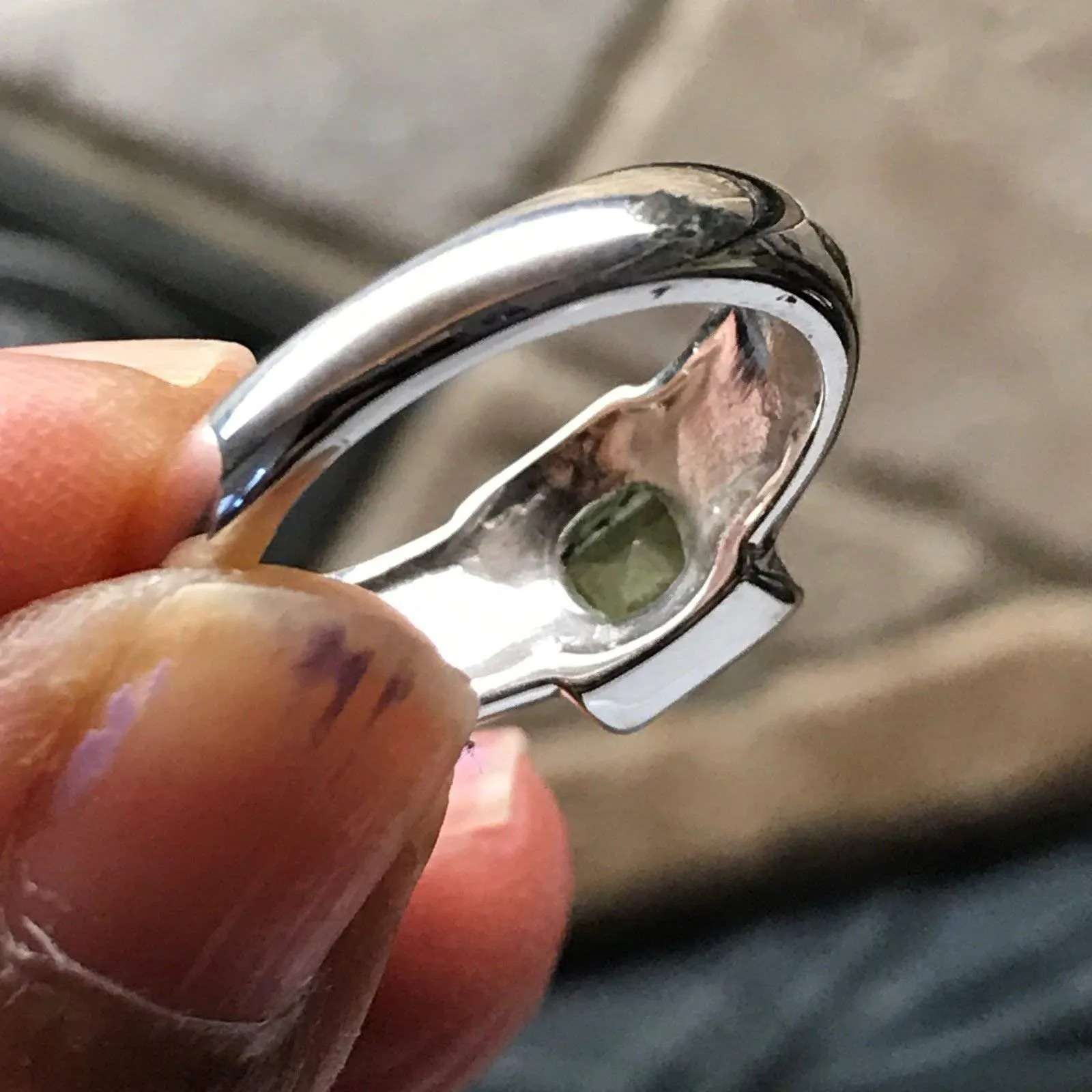 Natural 1ct Green Peridot 925 Solid Sterling Silver Engagement Ring Size 7, 8