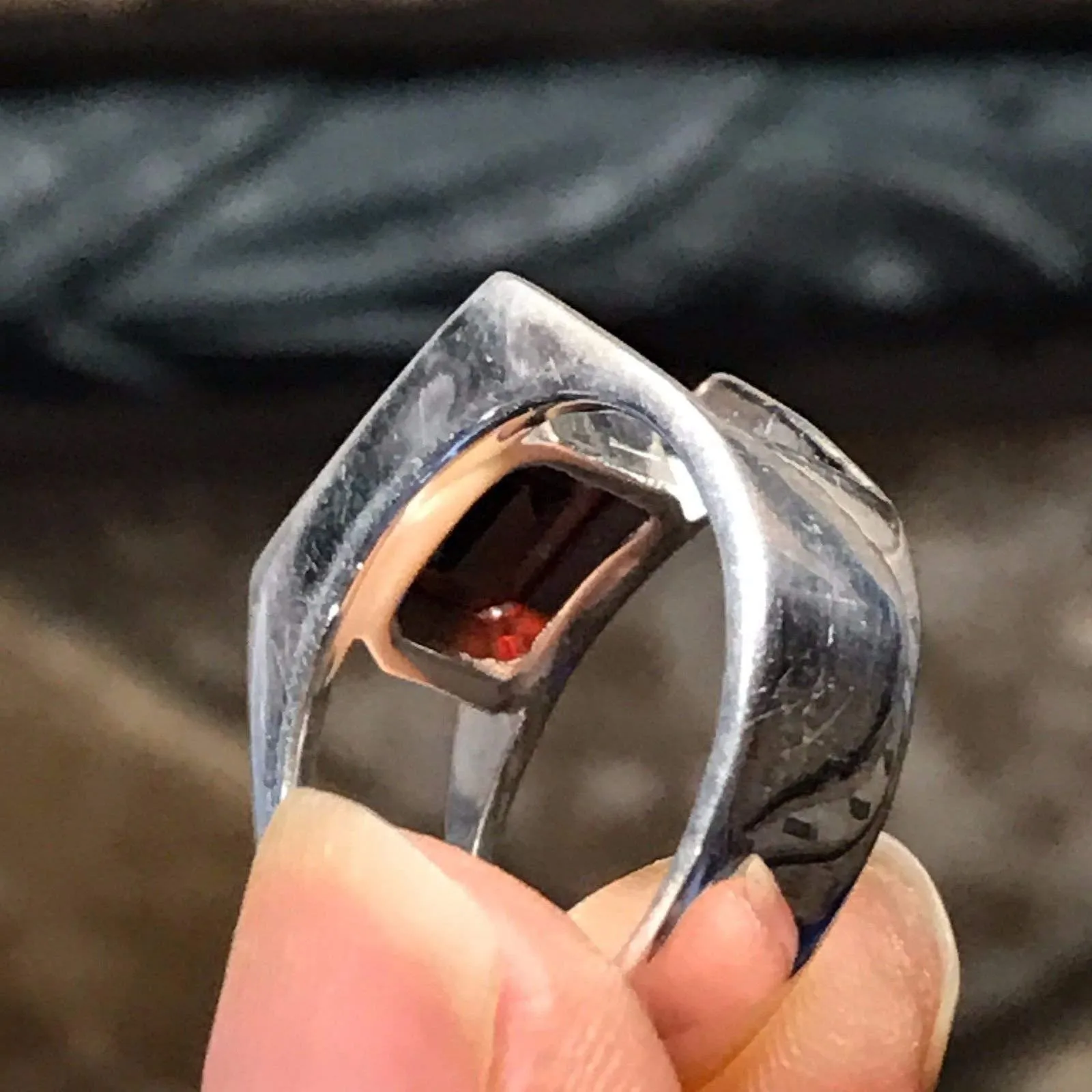 Natural 2ct Fire Garnet 925 Solid Sterling Silver Unisex Ring Size 6, 7, 8, 9