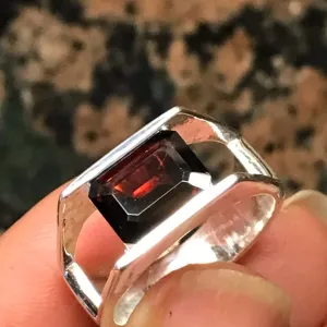 Natural 2ct Fire Garnet 925 Solid Sterling Silver Unisex Ring Size 6, 7, 8, 9
