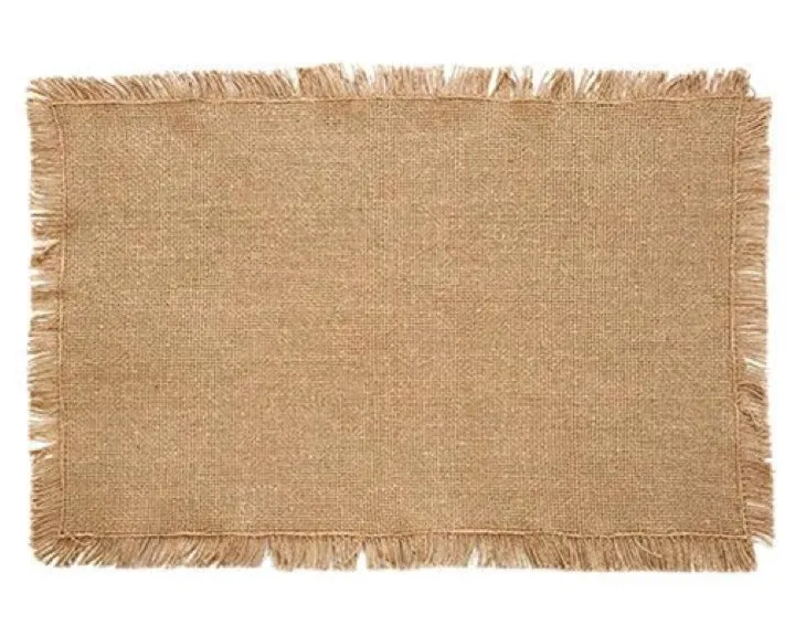 Natural burlap placemat with fringe edges