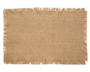 Natural burlap placemat with fringe edges