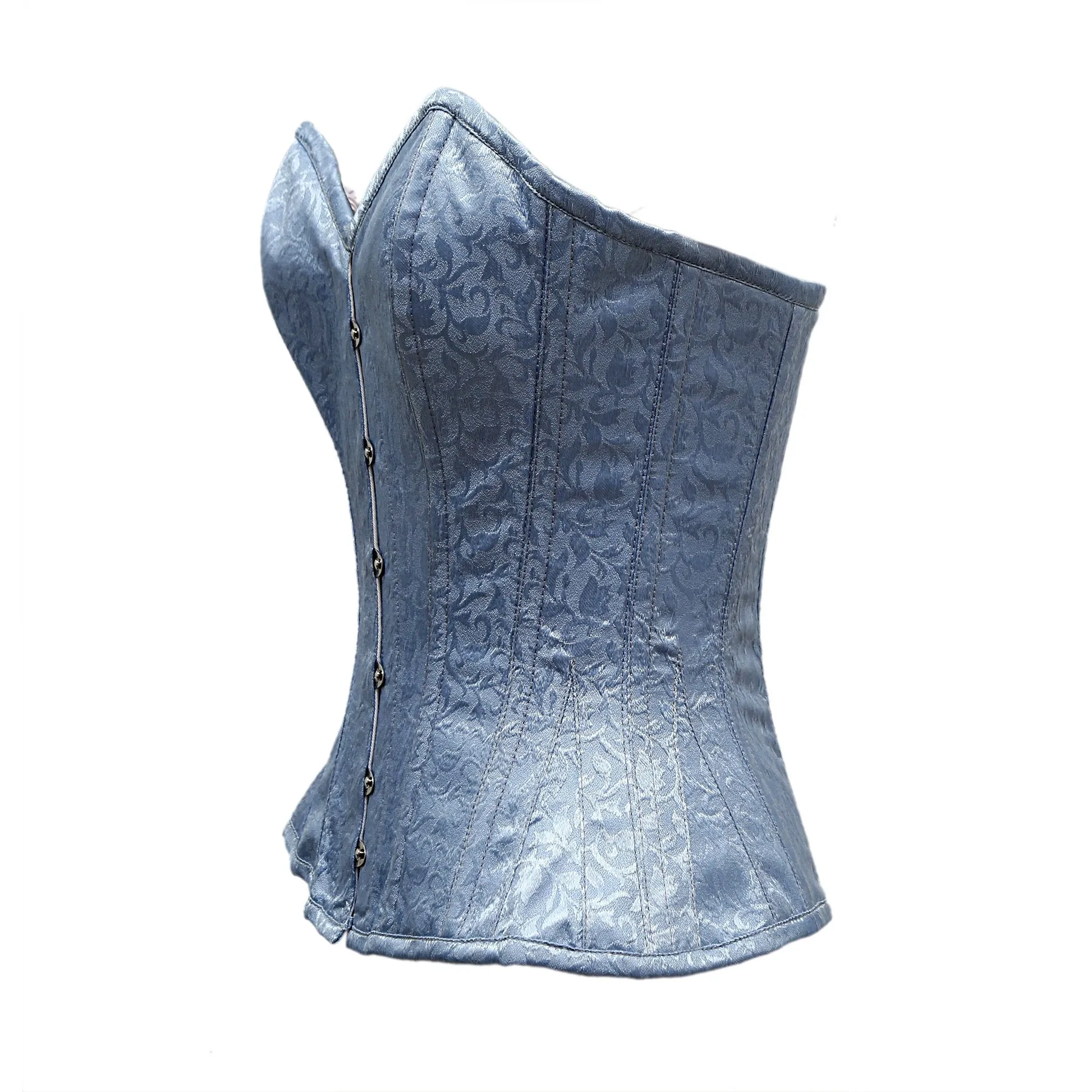 Neil Baby Blue Satin Brocade Overbust Corset