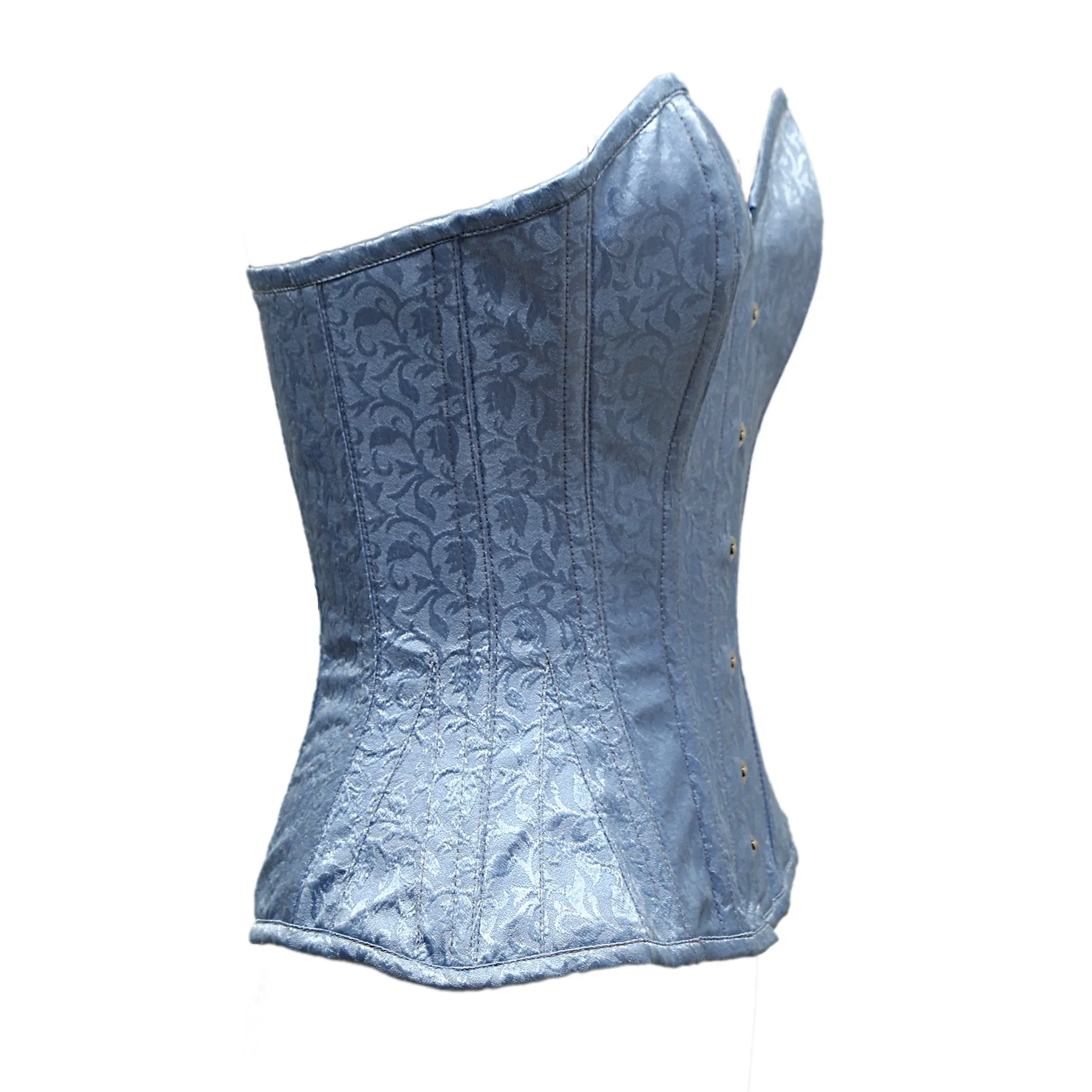 Neil Baby Blue Satin Brocade Overbust Corset