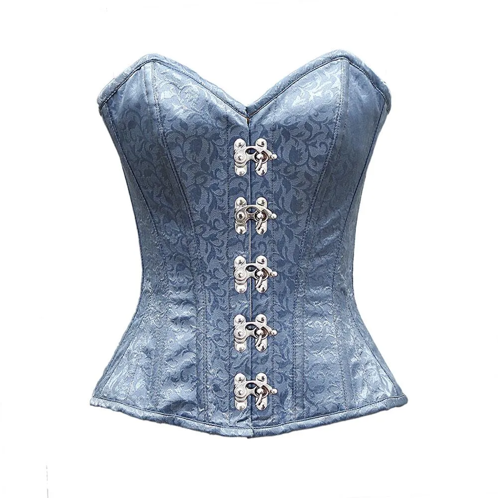 Neil Baby Blue Satin Brocade Overbust Corset