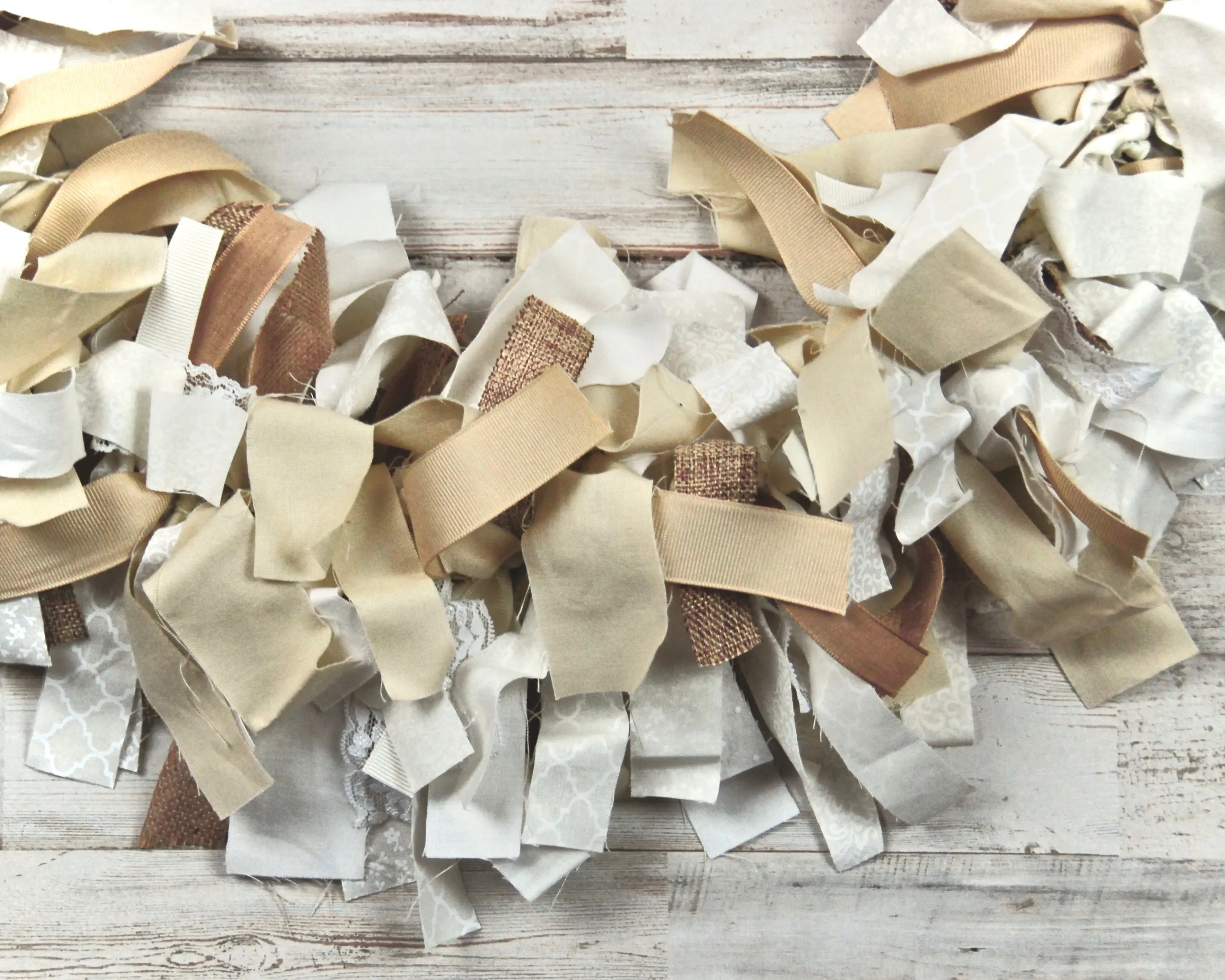 Neutral brown & white handmade fabric garland