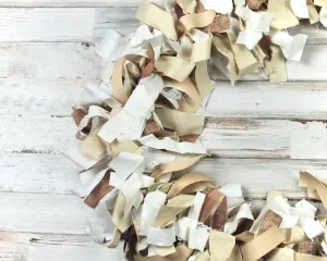 Neutral brown & white handmade fabric garland