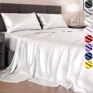 New 2000 series Silky Satin Sheet Set -Satin Bed Set with 2 Pillowcases, King