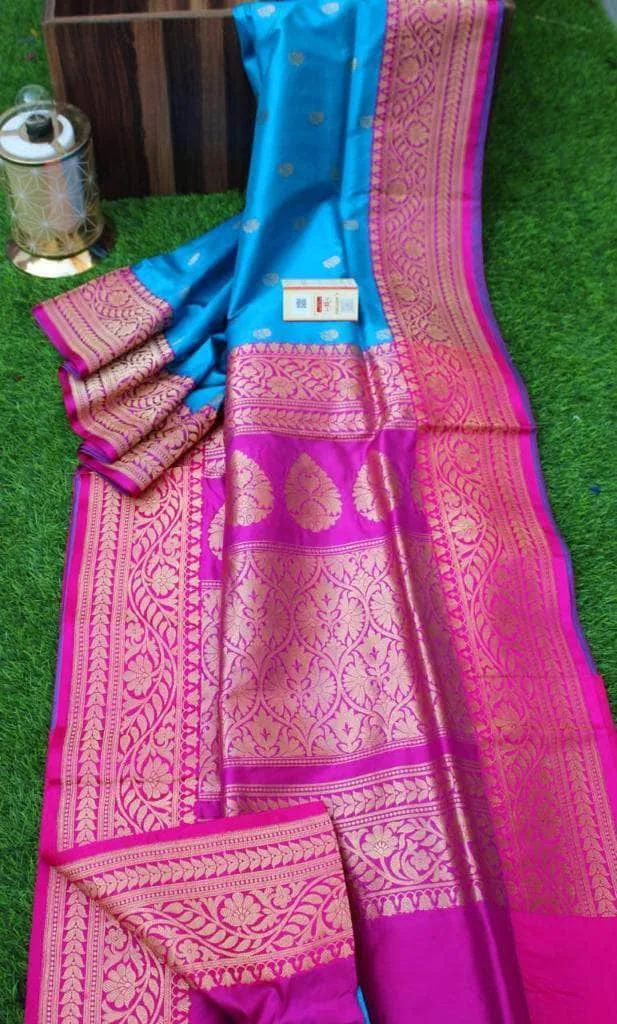 New Exclusive Banarasi Handloom Pure Khaddi Katan Silk Border Sarees