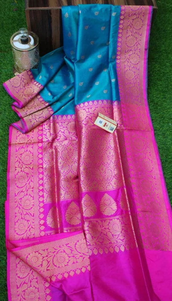 New Exclusive Banarasi Handloom Pure Khaddi Katan Silk Border Sarees